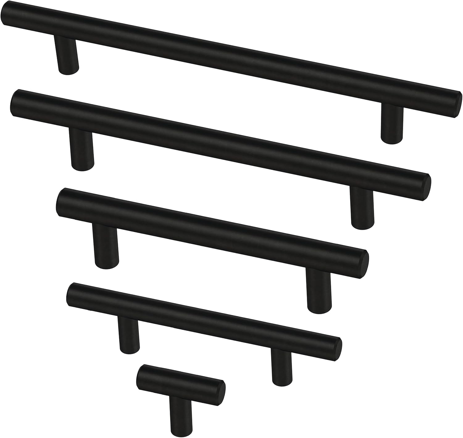 (10-Pack) - Matte Black Cabinet Handles, 5-1/16 Inch Hole Center, Modern Pulls for Drawers, Kitchen Cabinet Door