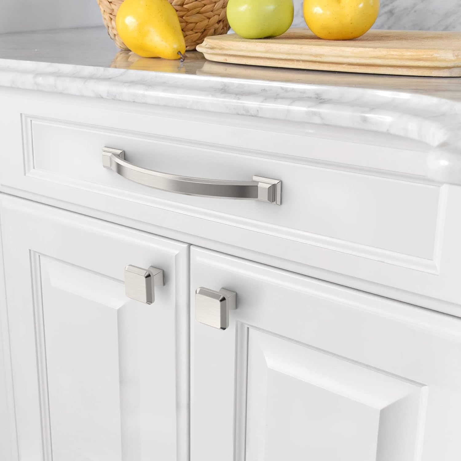 10 Pack Brushed Satin Nickel Cabinet Pulls 5 Inch(128mm) Hole Centers, Handles Hardware, Arch Cabinet Handles Drawer