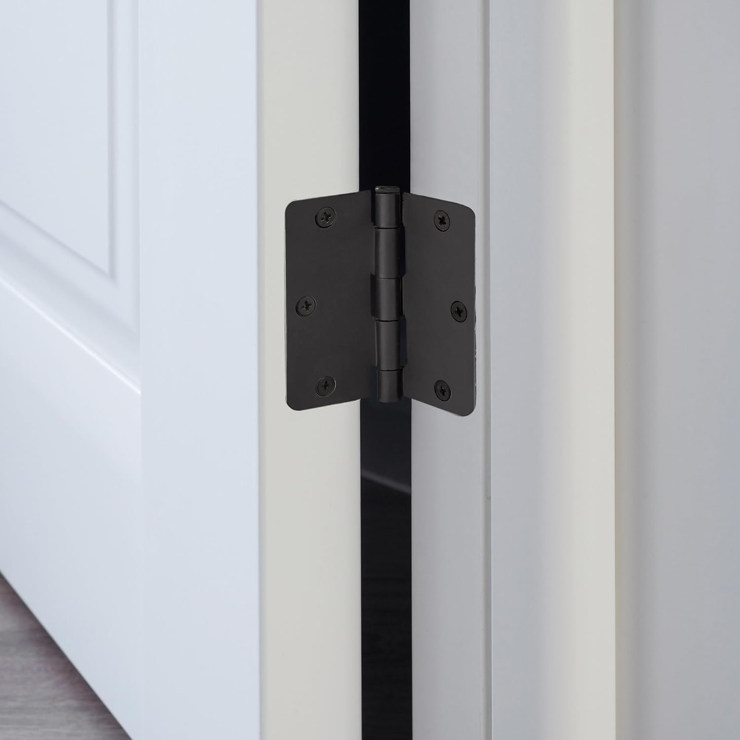 10-Pack 3.5-Inch x 3.5-Inch Interior Door Hinges with 1/4-Inch Radius, Matte Black, Heavy Duty Steel Construction