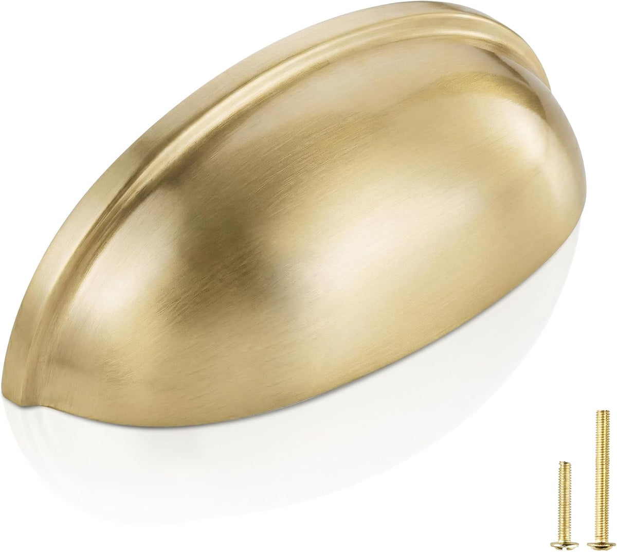 10-Pack Solid Brass Cabinet Bin Pulls,Gold Cup Drawer Dresser Handles,3-Inch Hole Center,Kitchen Cupboard Konbs