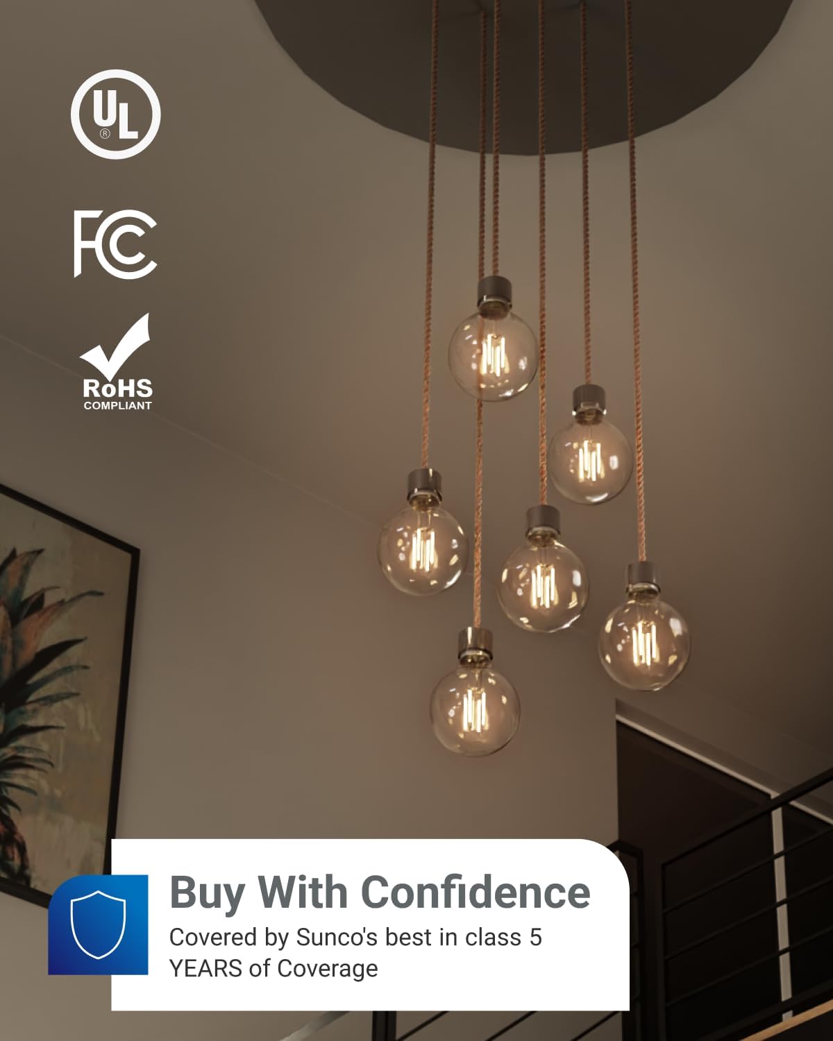 10 Pack G25 LED Light Bulbs, Filament Edison Globe, Vanity Lighting Bulb for Bathroom Bedroom, 500 LM, 5W (60W