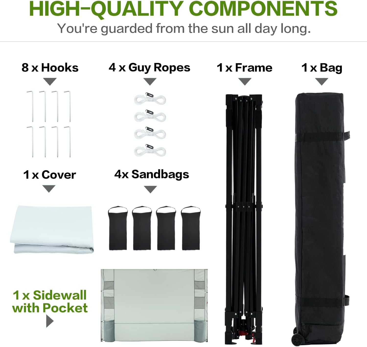 10'x10' Pop Up Canopy Tent with 1 Sidewall and 6 Pockets, One Push Setup, Instant Shade Tent with Vented Roof Case