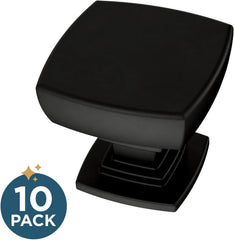 (10-Pack) - Square Matte Black Cabinet Knobs for Dressers, Drawers, Kitchen Cabinet Door, Vanity, Furniture, Closet