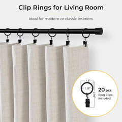 100% Blackout Curtains, Black Out Curtains, Clip Rings Linen Blackout Drapes, Thermal Insulated Room