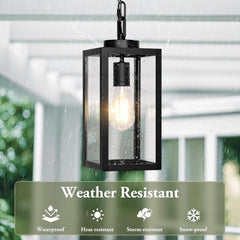 1-Pack Outdoor Pendant Light, 13” Modern Hanging Lantern Light for Outside