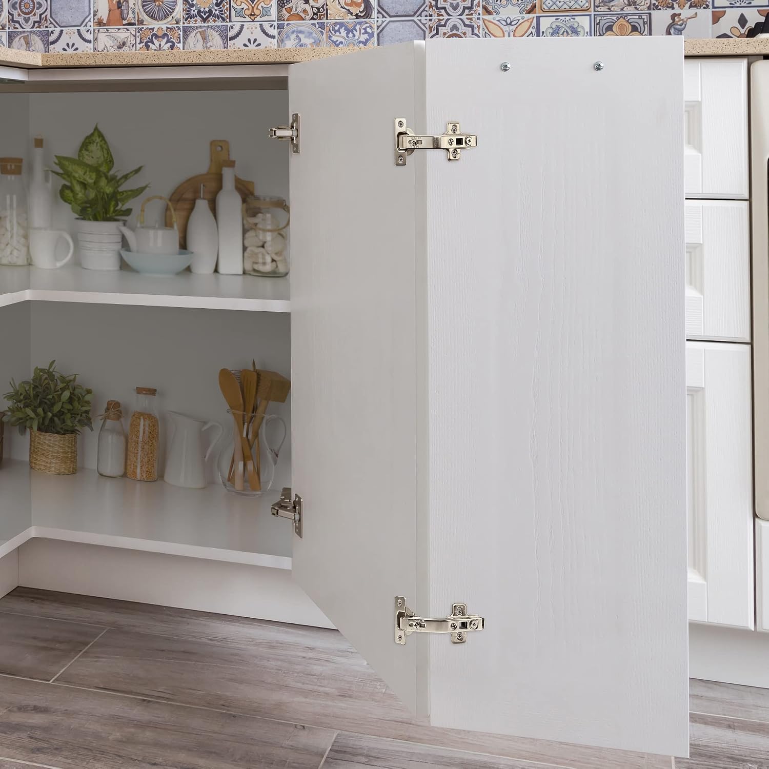 1 Pair 2 Pack Kitchen Cabinet Hinges, 135 Degree Kitchen Door Hinges Compatible with Lazy Susan Corner Cupboard .Full