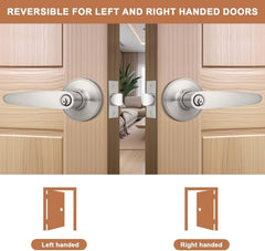(3 Pack Keyed Entry Door Lever Lock Door Handleset,(keyed Alike) Each with 3 Keys All Same Key in Satin Nickel