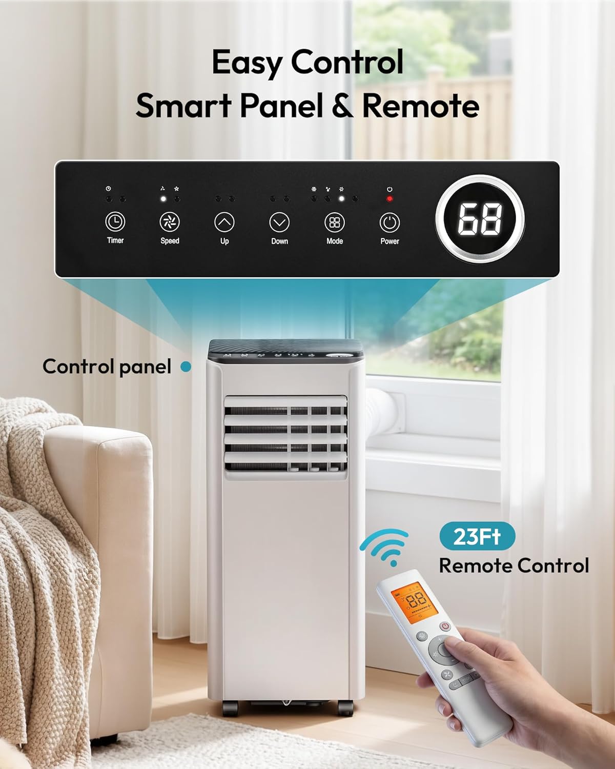 10,000 BTU Portable Air Conditioner, 3-in-1 Portable AC Unit with Cools, Dehumidifier, Fan, 50 dB Sleep Mode