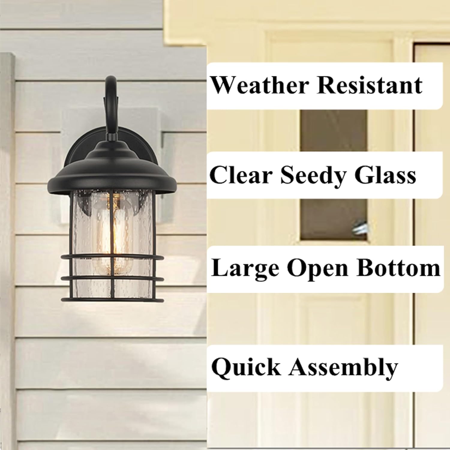 1-Pack 5.5" Narrow Oil Rubbed Bronze Outdoor Wall Sconce, 9.8" Rustic Farmhouse Porch Light with Seedy Glass