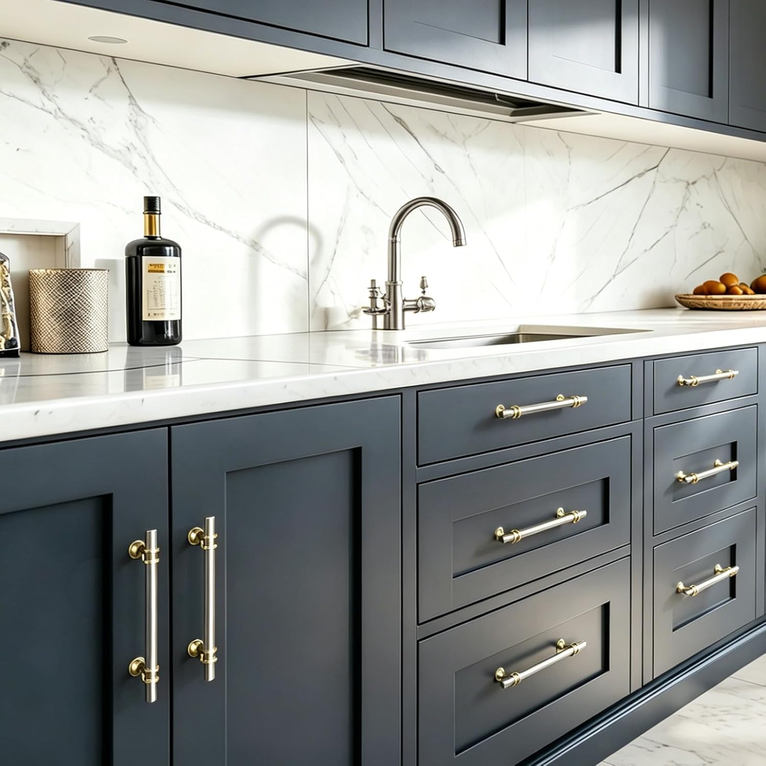 10 Pack Brushed Nickel Cabinet Pulls Kitchen Cabinet Handles, 3inch Cabinet Pullls Brushed Nickel&Gold Kitchen Pulls