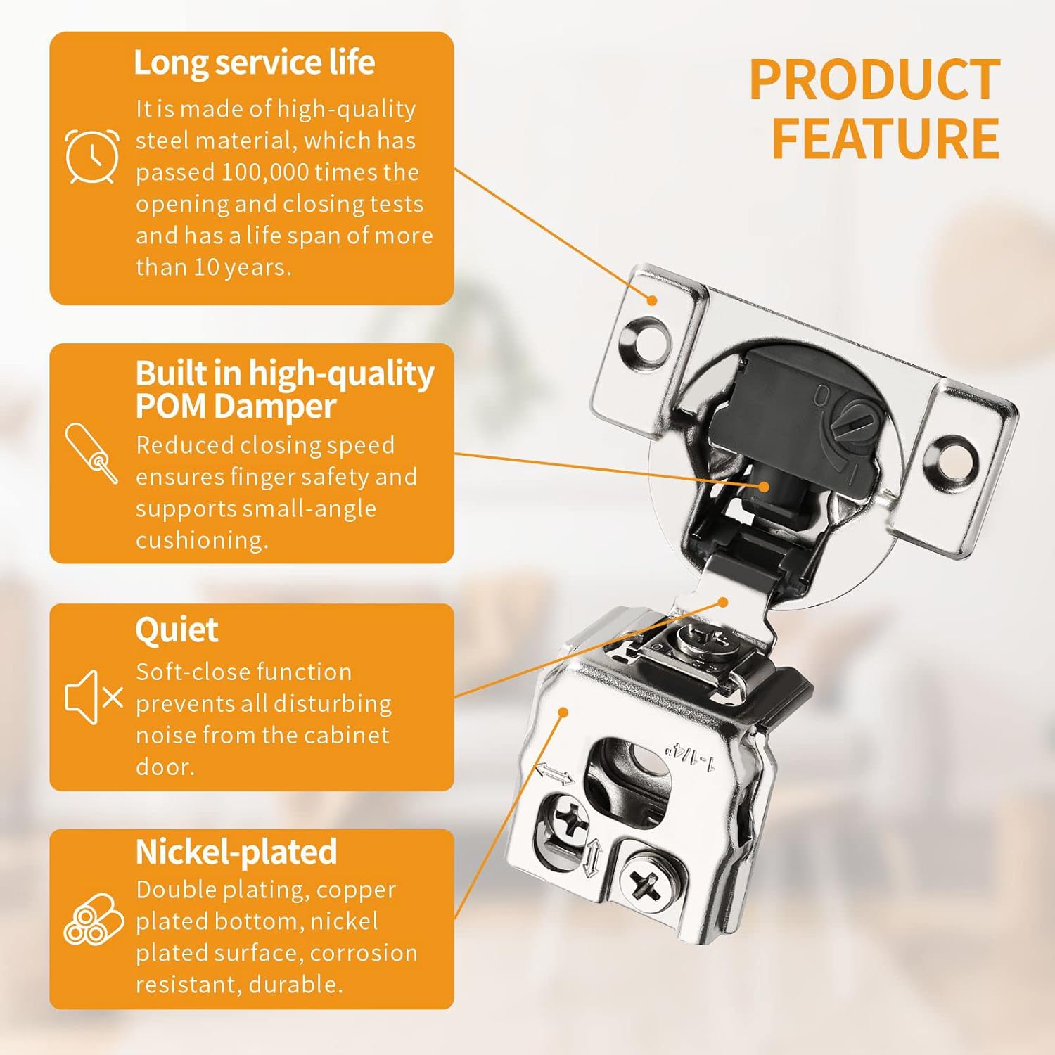 10 Pack 1-1/4" 4D Overlay Soft Close Concealed Hinges for Face Frame Door, Control Closing Speed, Smooth Slow Self
