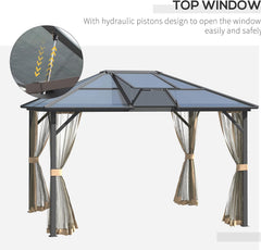 10' x 12' Hardtop Gazebo Canopy with Polycarbonate Roof, Aluminum Frame