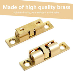 10 Pcs Solid Brass Cabinet Door Catch, Dual Ball Tension Latch 2" Closet Ball Roller Catch Latch with Screw (Gold, 50mm)