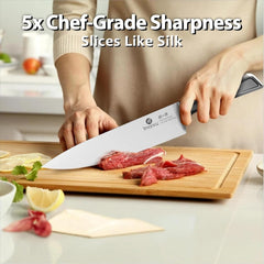 10 PCS Stainless Steel Drawer Knife Set with Wooden Organizer | Japanese High-Carbon Stainless Steel Blades |