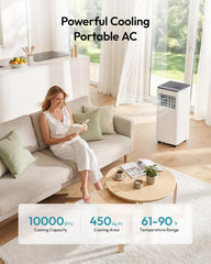 10,000 BTU Portable Air Conditioner, 3-in-1 Portable AC Unit with Cools, Dehumidifier, Fan, 50 dB Sleep Mode