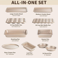 10-Piece Pans Set, Bakeware Sets Nonstick, Set for Oven Cooking, Stackable Carbon Steel Pans Include Cookie Sheets