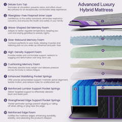 (Luxury Hotel) 16 Inch King Size Hybrid Mattress in a Box, Medium Firm | (2026 Upgraded) Mattress with Cooling-Gel