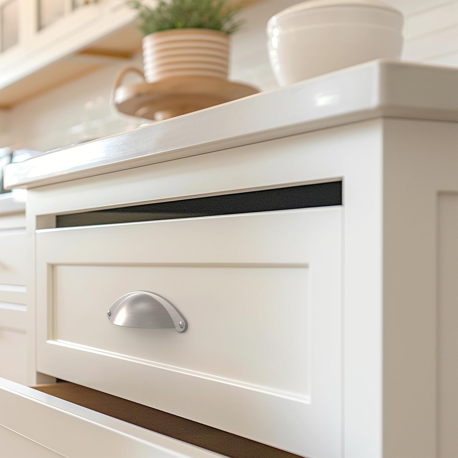 10 Pack | 2.5 Inch Drawer Pulls Satin Nickel Cabinet Pulls and Cup Pulls for Drawers | Bathroom Kitchen Handles for Cabinets | Dresser Handles(Z7.10.S)