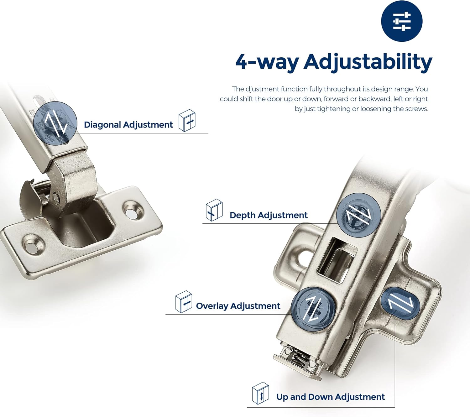 1 Pair 2 Pack Kitchen Cabinet Hinges, 135 Degree Kitchen Door Hinges Compatible with Lazy Susan Corner Cupboard .Full