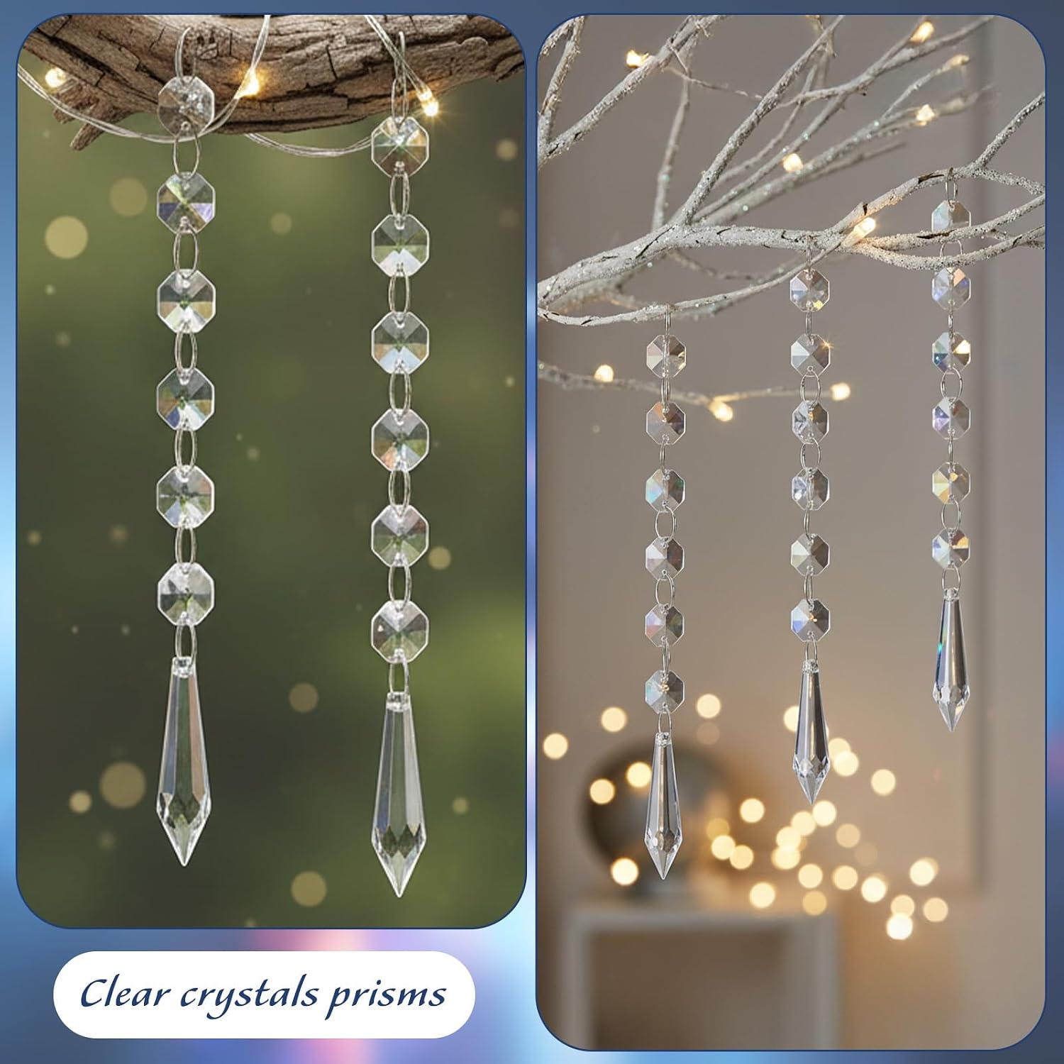 100 Pcs Clear Acrylic Hanging Crystals, Garland Strands for Chandelier Centerpieces Christmas Tree Wedding Party Home