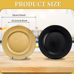 100 Pcs 13" Gold Charger Plates,Round Charger Plates with Hammered Rim,Premium Gold Chargers,Stylish Chargers for