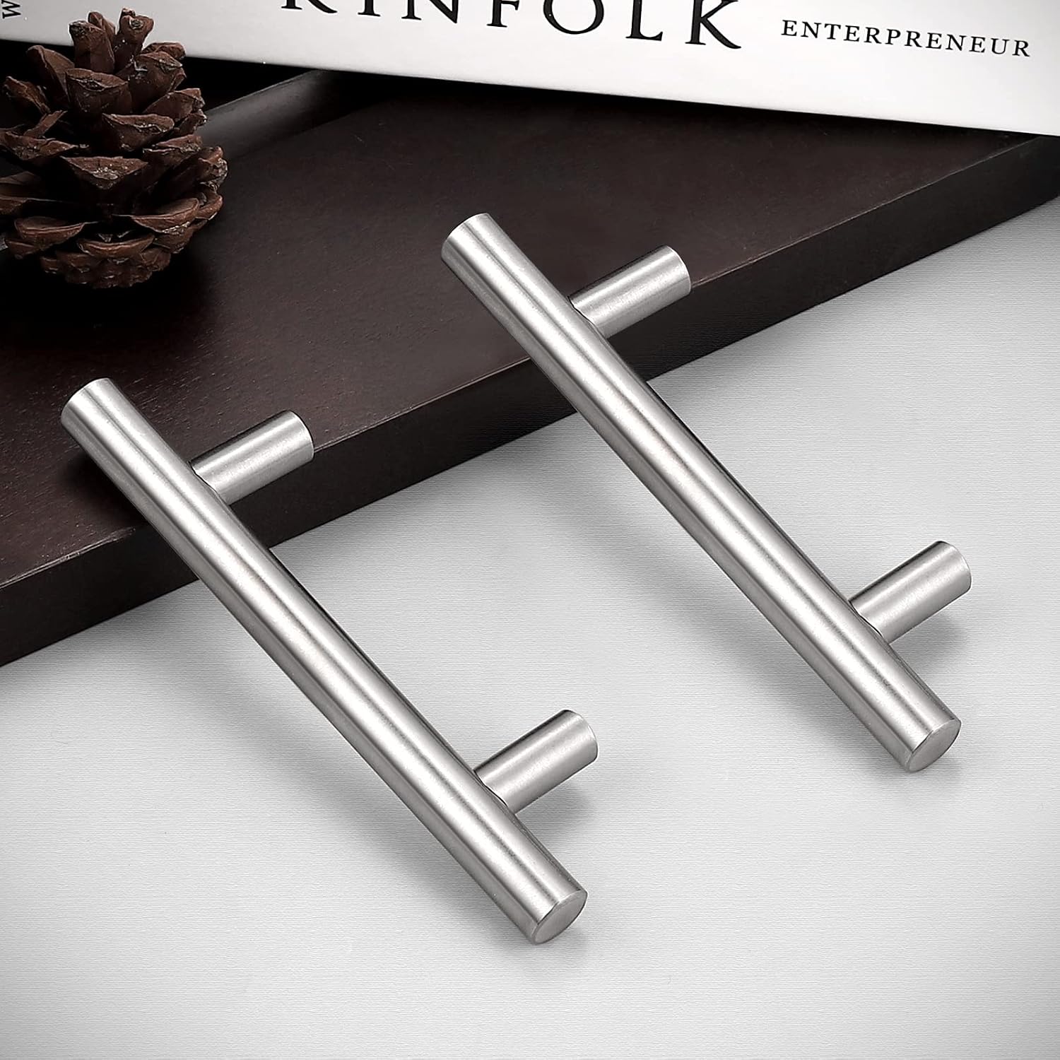 (30 Pack 3 Inch Hole Centers Kitchen Cabinet Handles Euro T Bar Cabinet Pulls Stainless Steel Kitchen Drawer Handles
