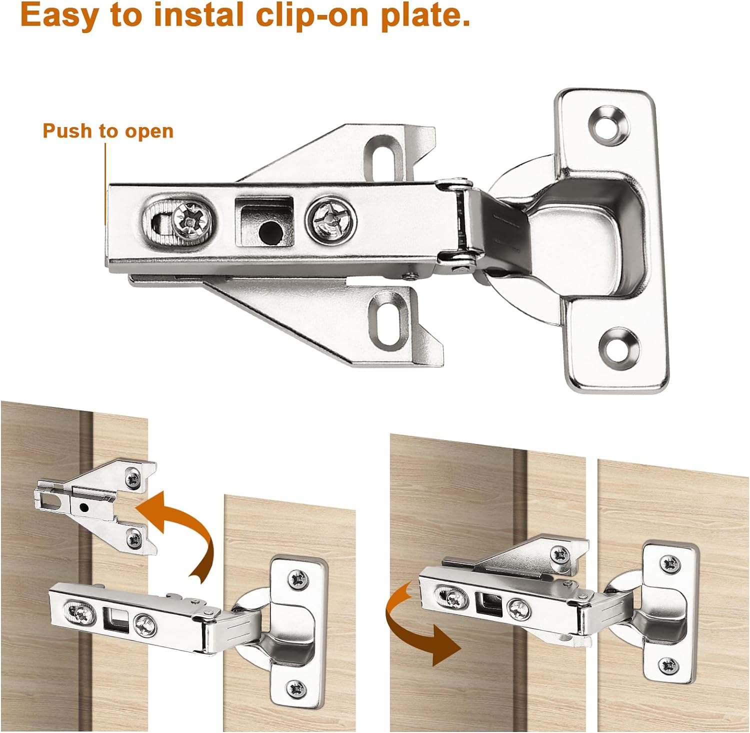1 Pair（2 Pack） Kitchen Cabinet Hinges for Face Frame Cabinet, Concealed Cabinet Hinges Brushed Nickel with Mounting