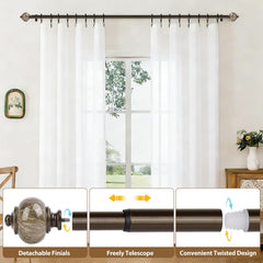 1 Inch Curtain Rods for Windows Bronze Heavy Duty Curtain Rod, Adjustable Long Drapery Rods