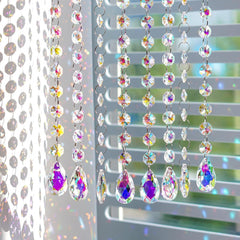 10 Pack Teardrop Crystals Garland, Crystal Teardrop Chandelier Replacement - AB Colorful Hanging Glass Crystals for