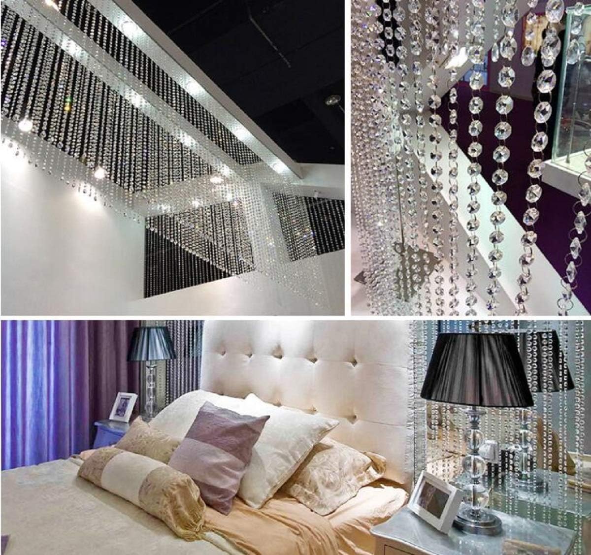 10 Pack (1000CM/30.5FT) Beaded Trim Clear Crystal Garland Chandelier Octagon Beads Chain