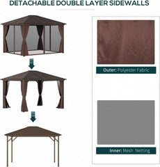 10' x 12' Hardtop Gazebo with Curtains and Netting