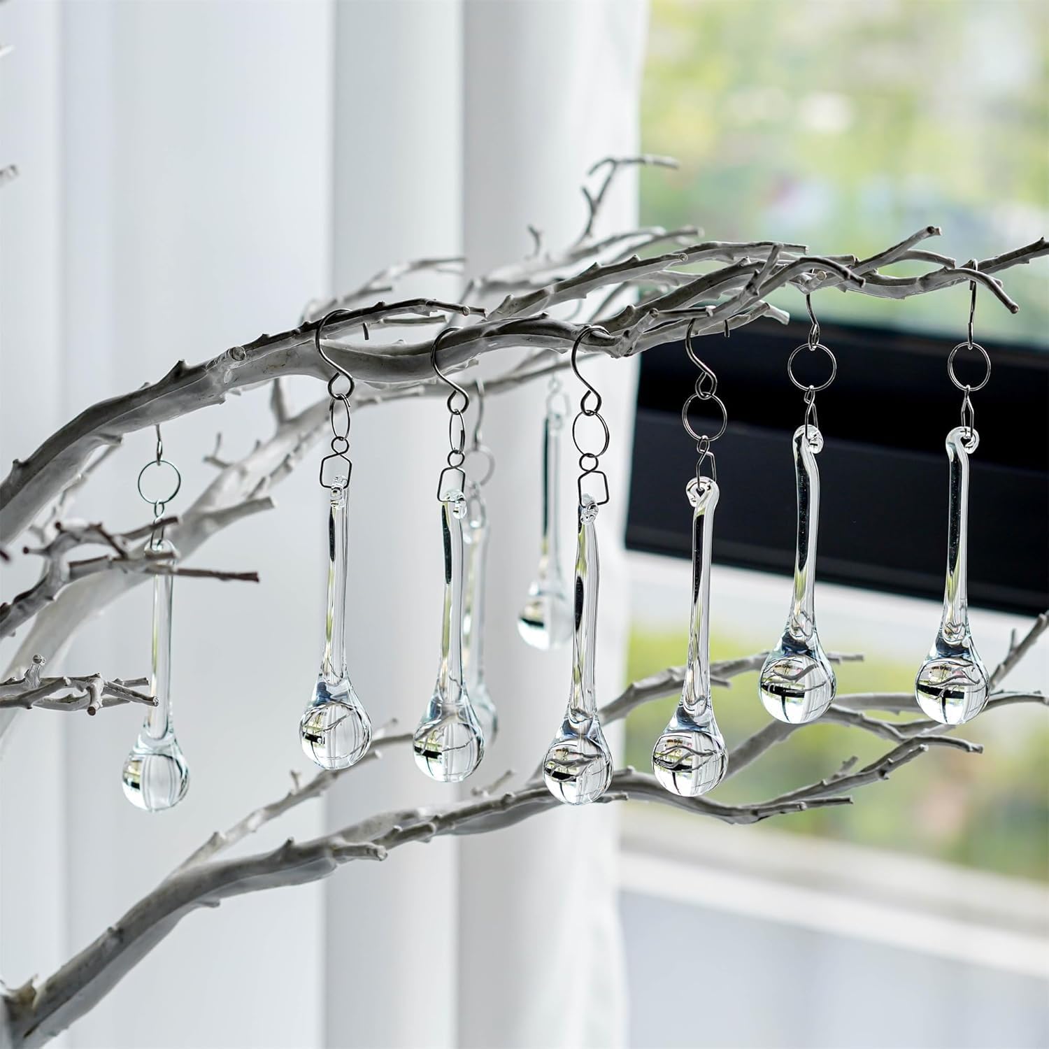 10 Pcs Crystal Teardrop Prism Suncatcher Christmas Tree Hanging Decor - Clear Crystal Teardrop Prism Suncatcher