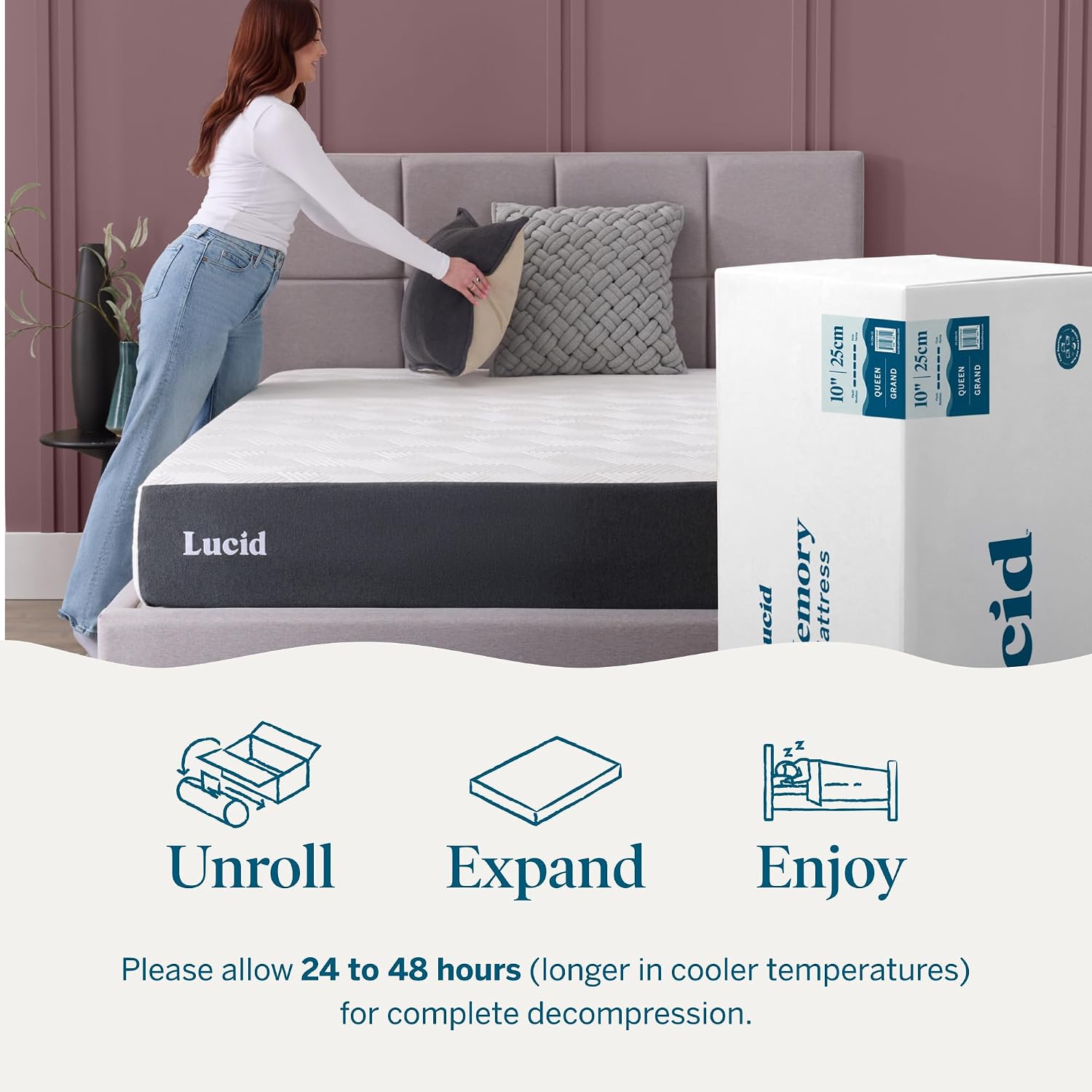 10" Firm Gel Memory Foam Mattress - Bamboo Charcoal & Cooling Gel - Fiberglass Free - Bed in a Box - CertiPUR-US