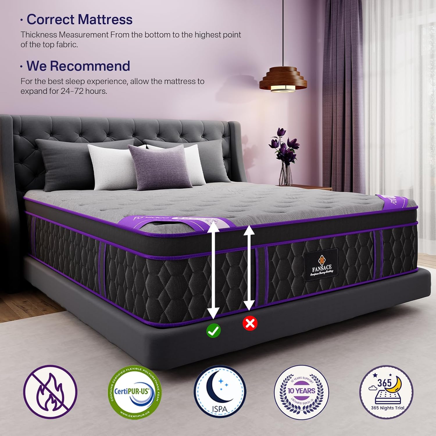 (Luxury Hotel) 16 Inch King Size Hybrid Mattress in a Box, Medium Firm | (2026 Upgraded) Mattress with Cooling-Gel