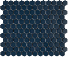 1" Hexagon Porcelain Mosaic Tile Matte Finish Navy Blue Color Wall and Floor Tile , Shower, and Backsplash (5 Sheets)