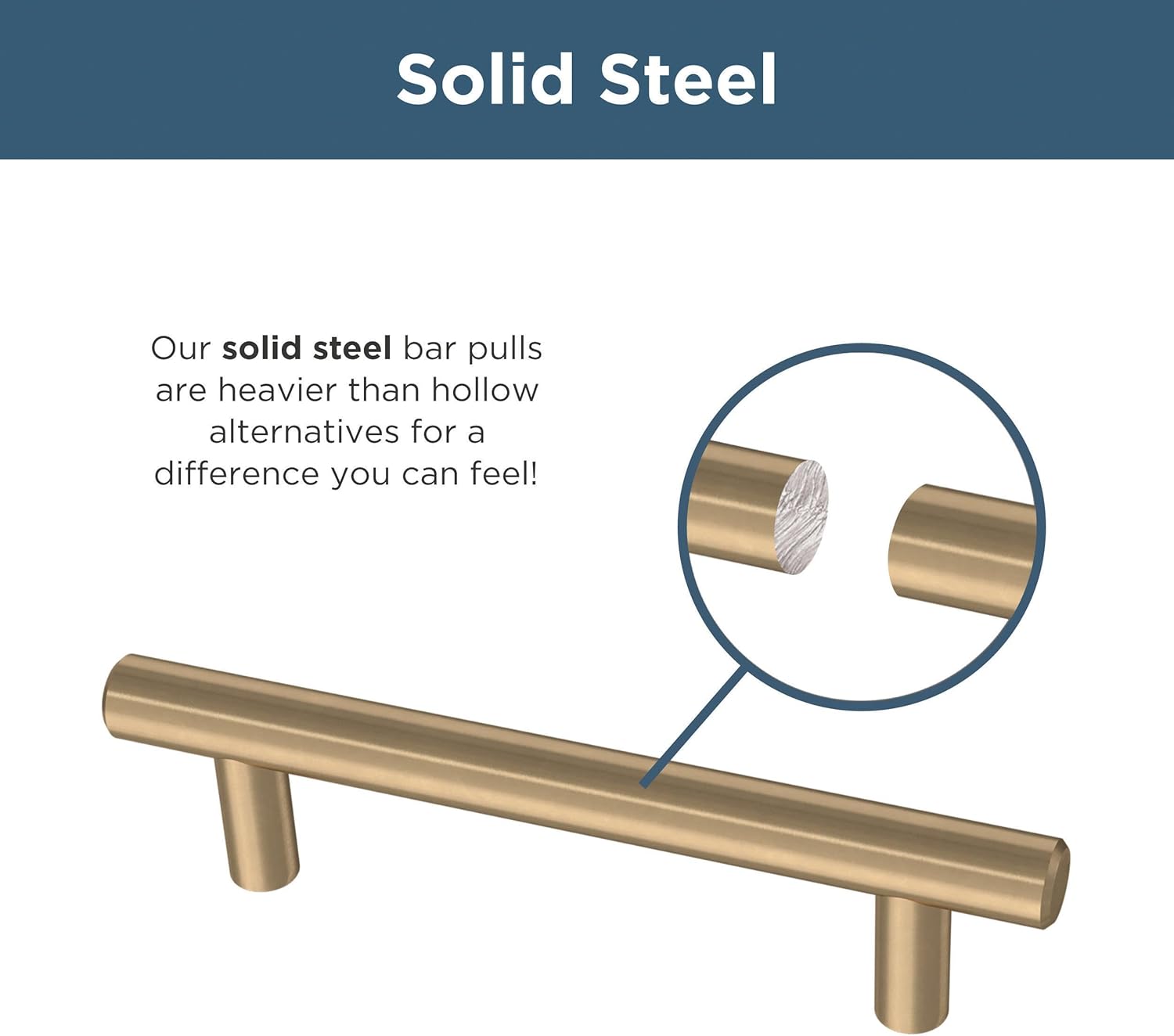 (10-Pack) - Champagne Bronze Cabinet Handles, 3 Inch Hole Center, Modern Pulls for Drawers, Kitchen Cabinet Door