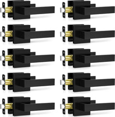 10 Pack Matte Black Door Handles Interior, Passage Door Knobs Closet Door Levers