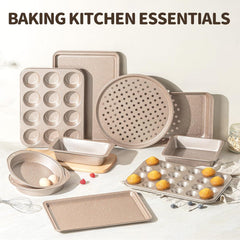 10-Piece Pans Set, Bakeware Sets Nonstick, Set for Oven Cooking, Stackable Carbon Steel Pans Include Cookie Sheets