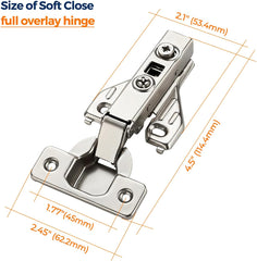 1 Pair 2 Packs Full Overlay Cabinet Door Hinges,105 Degree Adjustable Concealed Kitchen Cabinet Hinges Soft Close for Face Frame Cabinet
