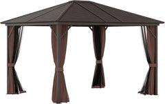 10' x 12' Hardtop Gazebo with Curtains and Netting