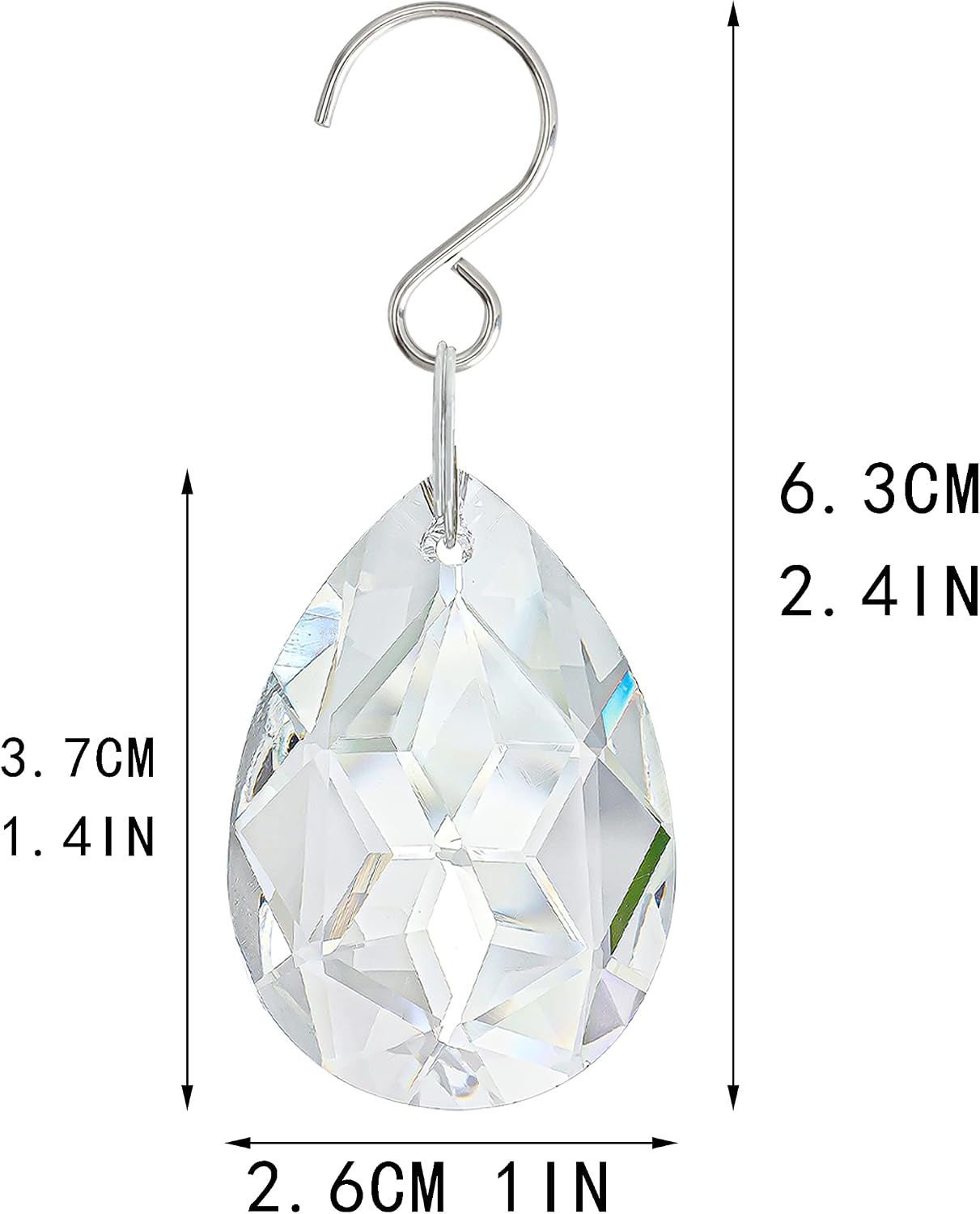 10 Pcs 38mm Clear Crystal Teardrop Chandelier Hanging Suncatcher Parts - Clear Crystal Teardrop Prisms Pendants with