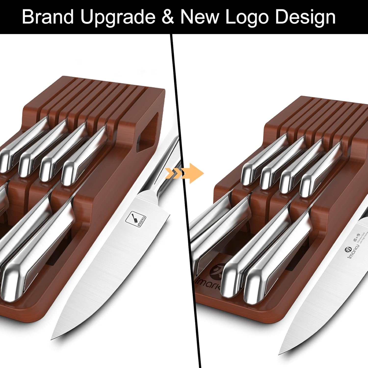 10 PCS Stainless Steel Drawer Knife Set with Wooden Organizer | Japanese High-Carbon Stainless Steel Blades |