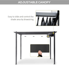 10' x 10' Aluminum Patio Pergola with Retractable Pergola Canopy, Backyard Shade Shelter for Porch, Outdoor Party