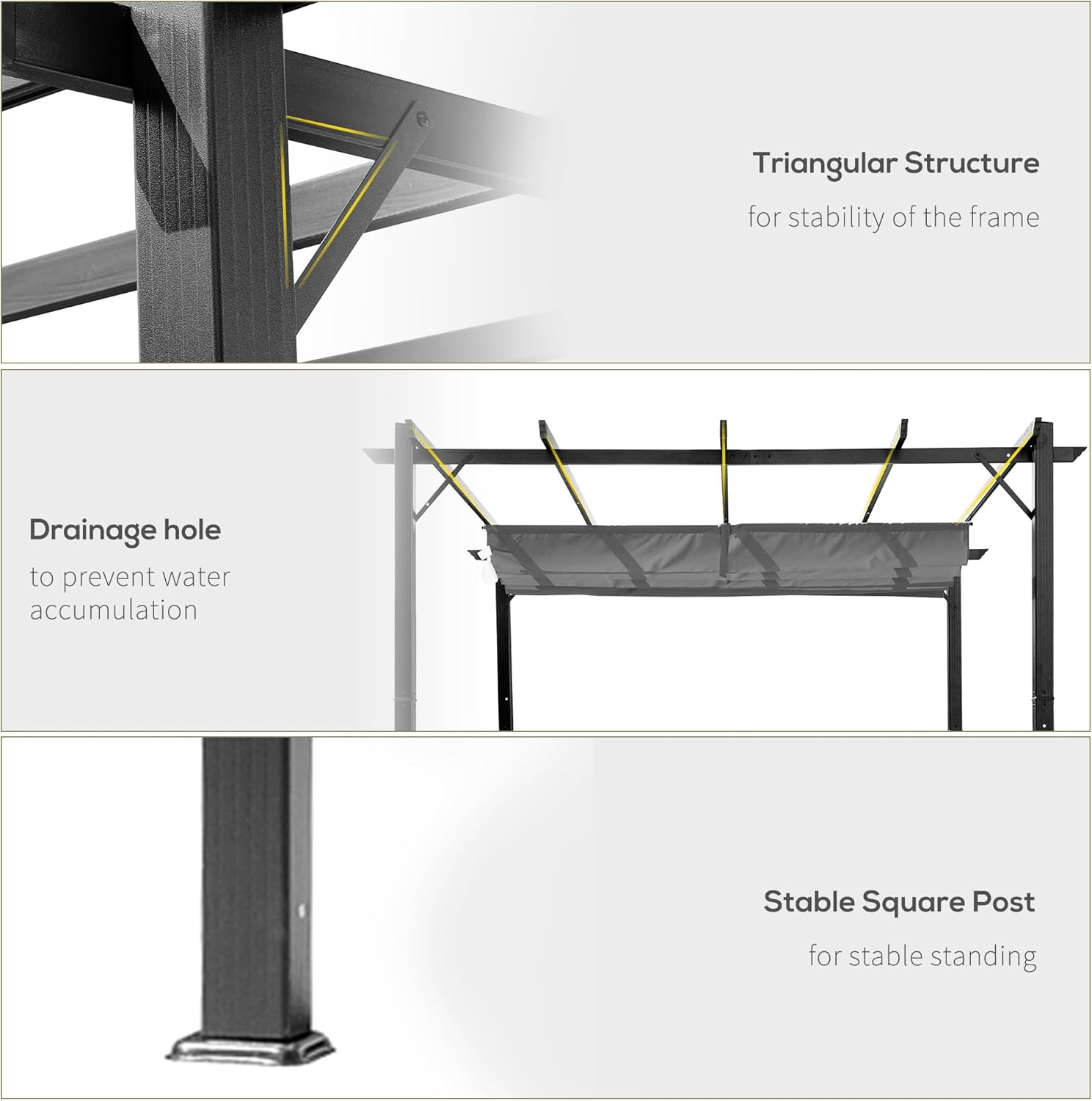 10' x 10' Aluminum Patio Pergola with Retractable Pergola Canopy, Backyard Shade Shelter for Porch, Outdoor Party