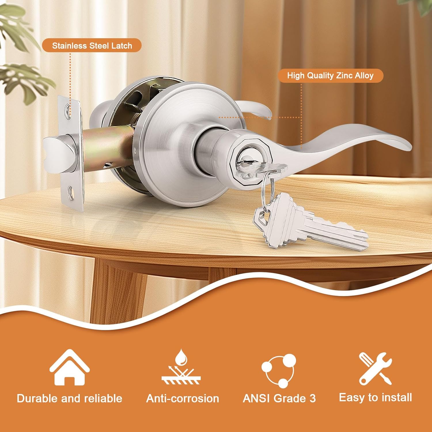 (2 Pack Wave Style Keyed Alike Entry Levers - Door Lever