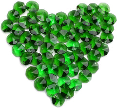 100 Pcs 14mm Green Octagon Crystal Beads Suncatcher Chandelier DIY