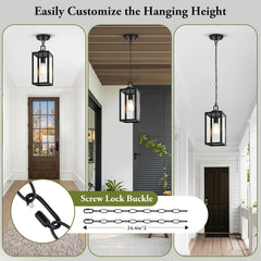 1-Pack Outdoor Pendant Light, 13” Modern Hanging Lantern Light for Outside