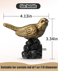 1 or 7/8 Inch Bird-Shaped Decorative Finials for Curtain Rods,Curtain Rod Ends Metal Curtain Rod Finials Ends Easy to