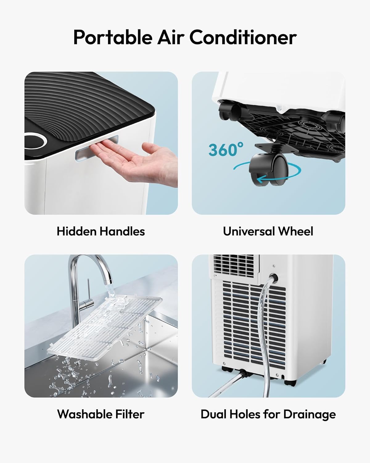10,000 BTU Portable Air Conditioners, 4-in-1 Portable AC Unit Cools Up to 450 Sq.Ft