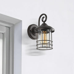 1-Pack 5.5" Narrow Oil Rubbed Bronze Outdoor Wall Sconce, 9.8" Rustic Farmhouse Porch Light with Seedy Glass